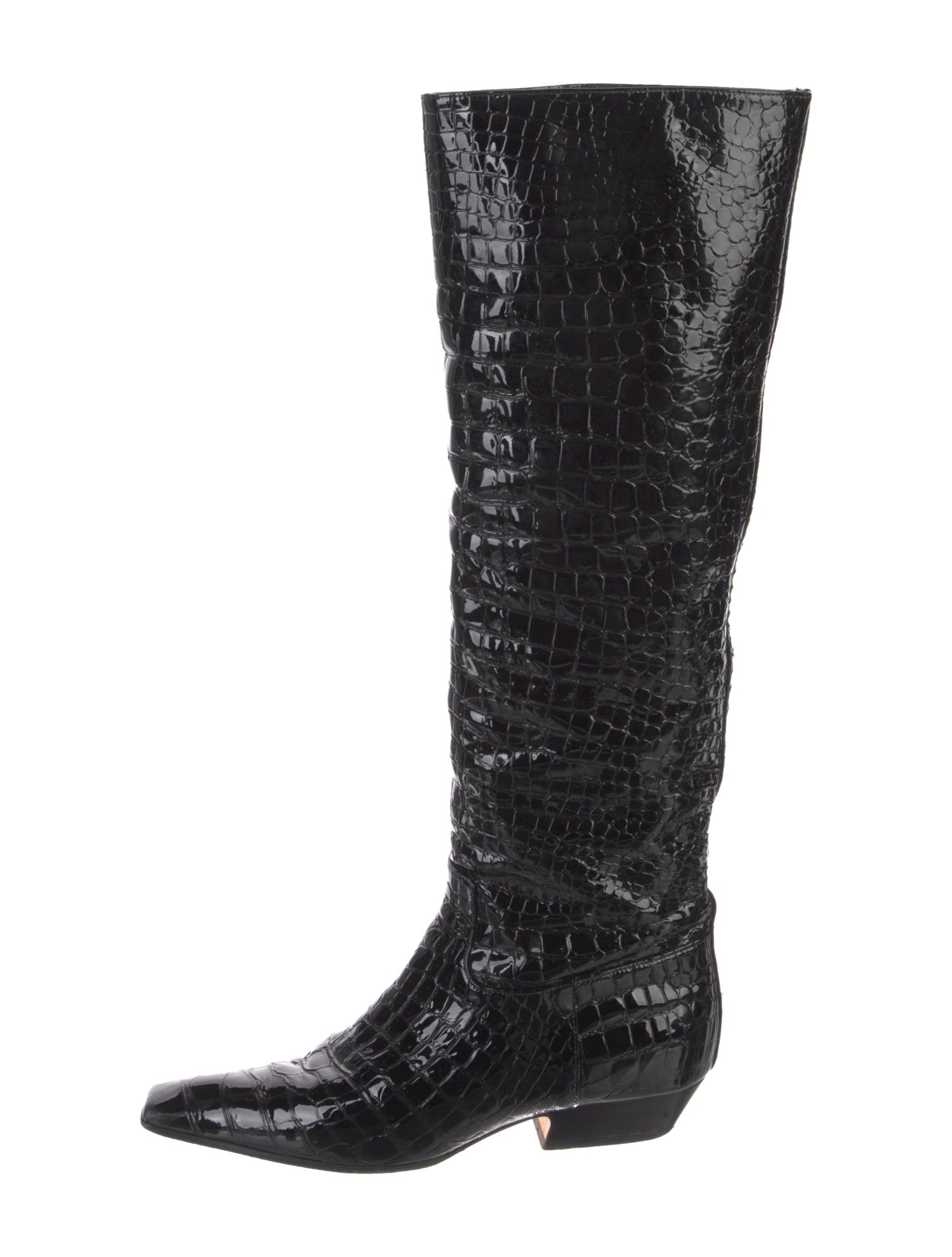 Khaite Embossed Leather Colorblock Pattern Riding Boots