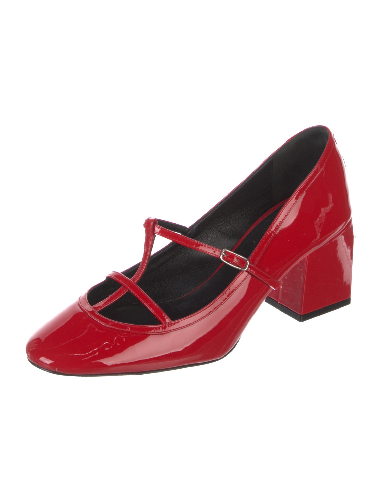 Khaite Patent Leather T-Strap Pumps