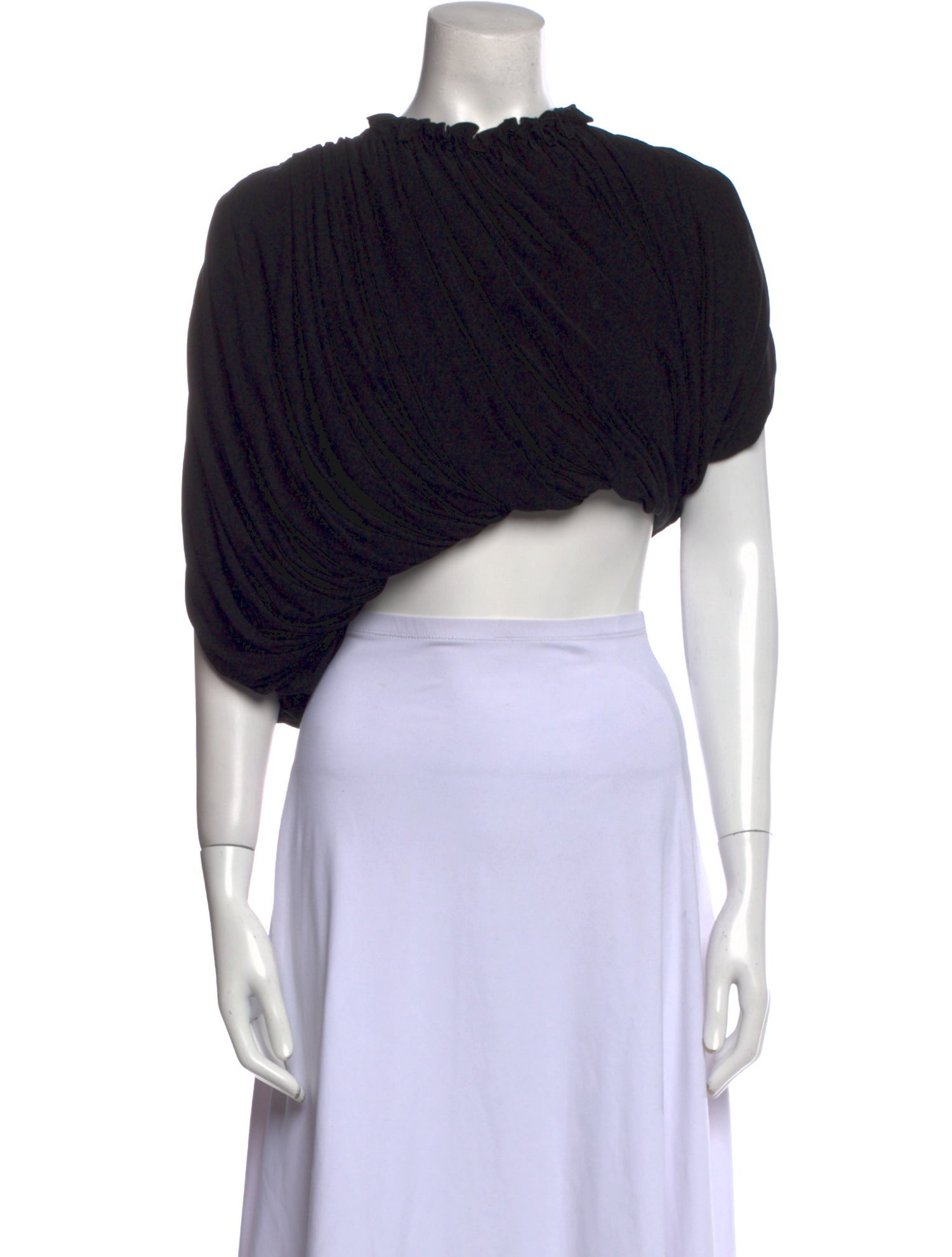 Khaite Mock Neck Short Sleeve Crop Top