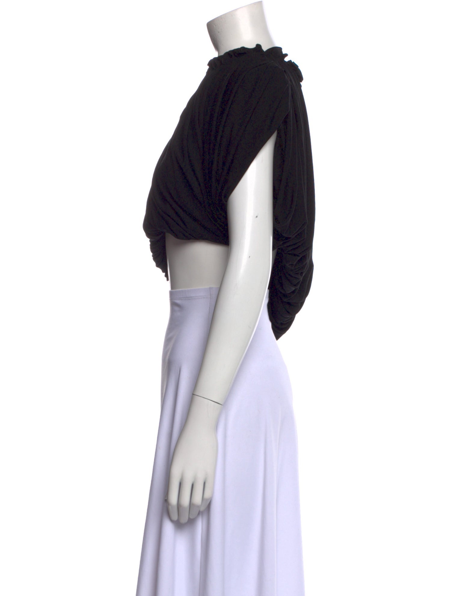 Khaite Mock Neck Short Sleeve Crop Top