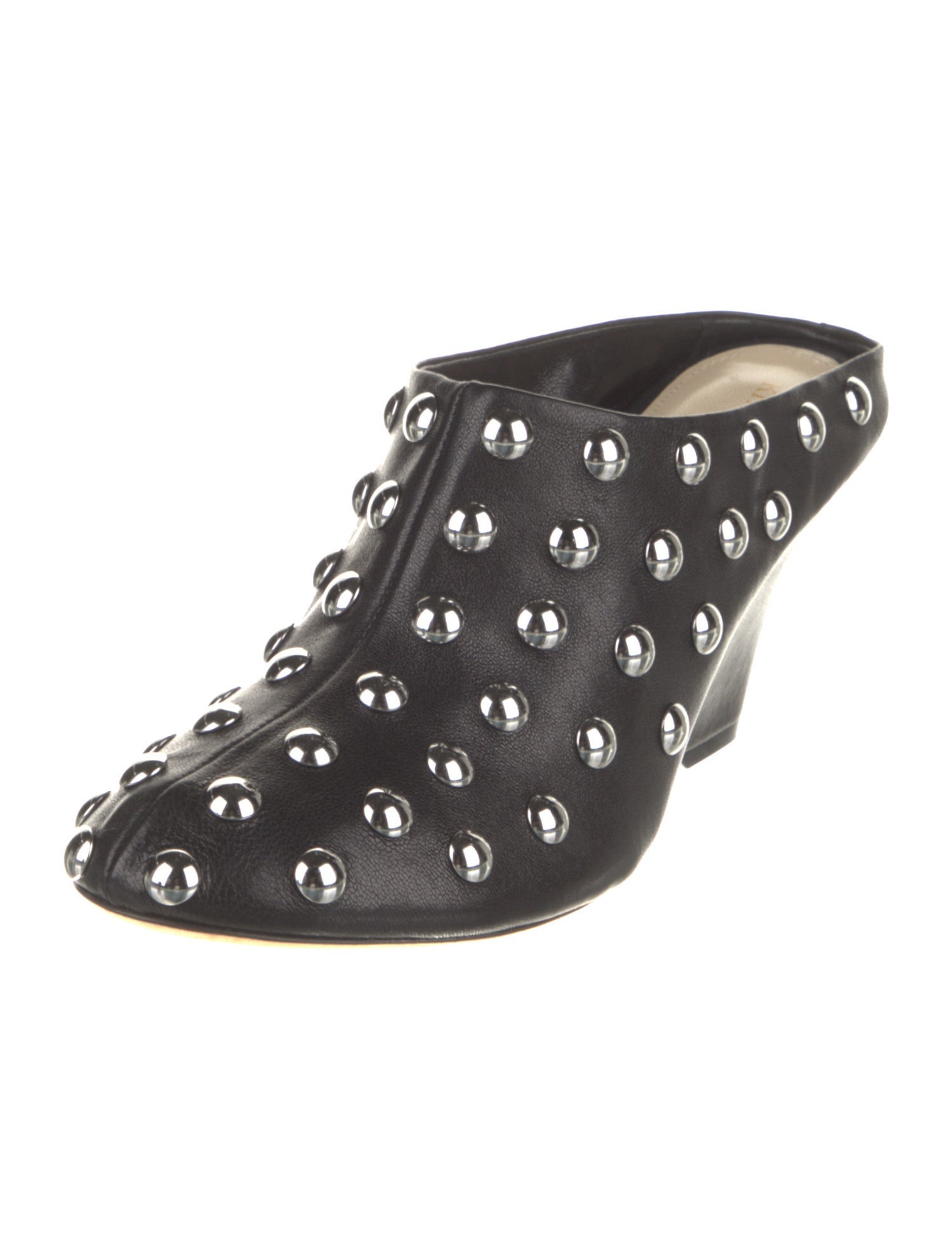 Khaite Leather Studded Accents Mules