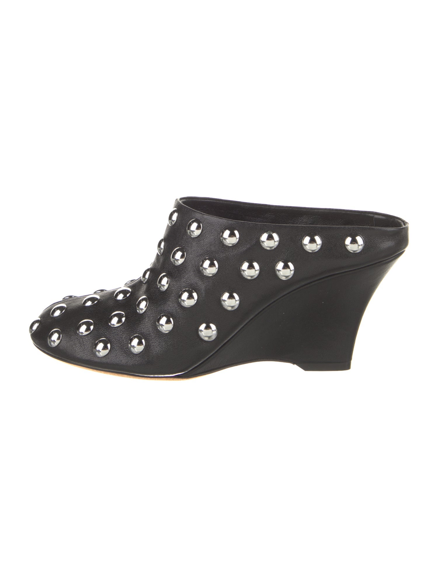 Khaite Leather Studded Accents Mules