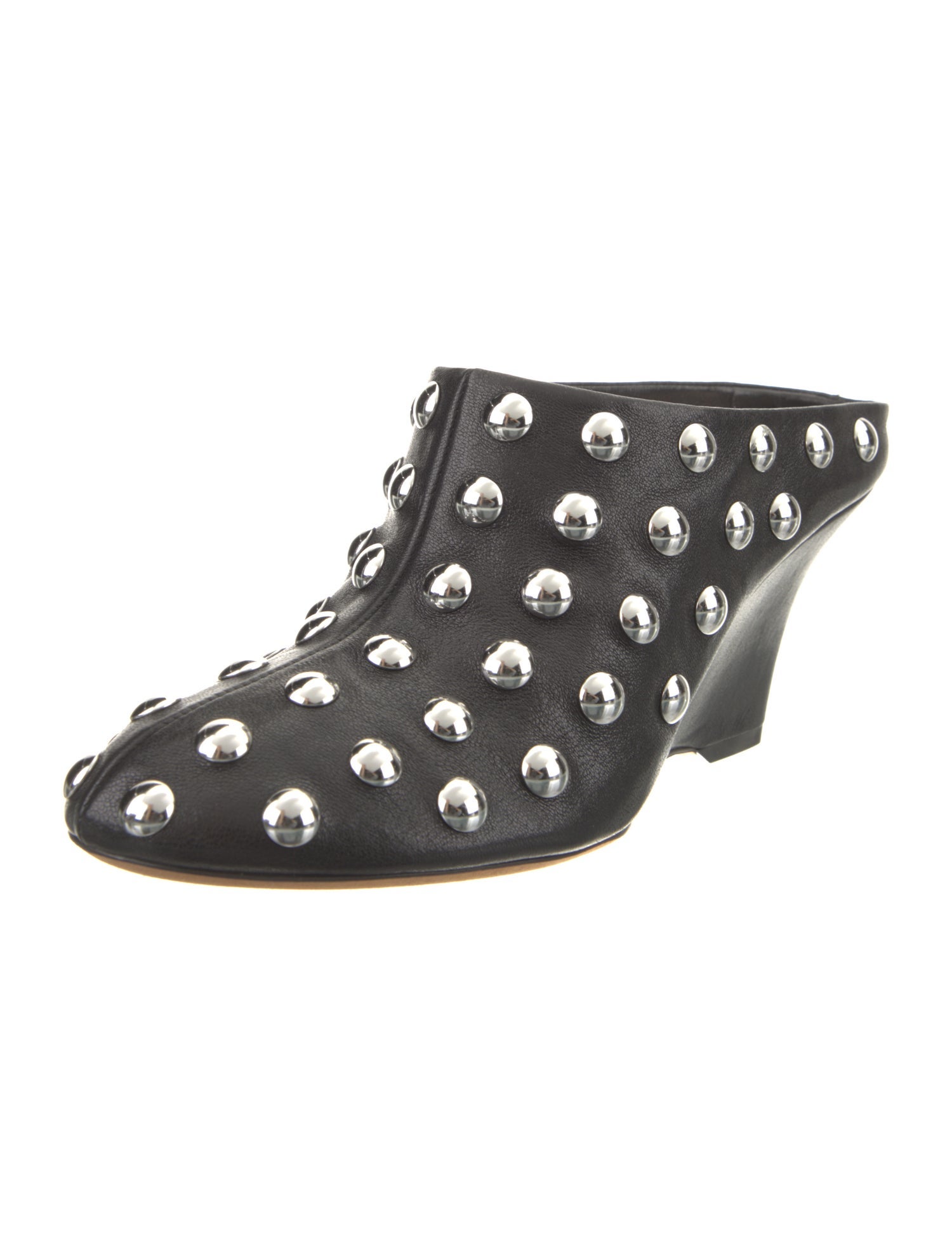 Khaite Leather Studded Accents Mules