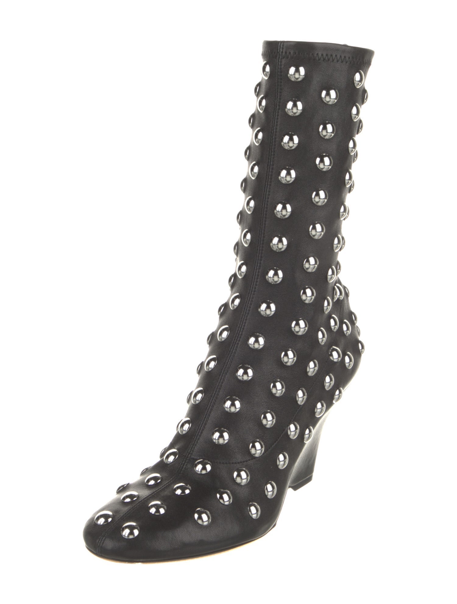 Khaite Leather Studded Accents Sock Boots
