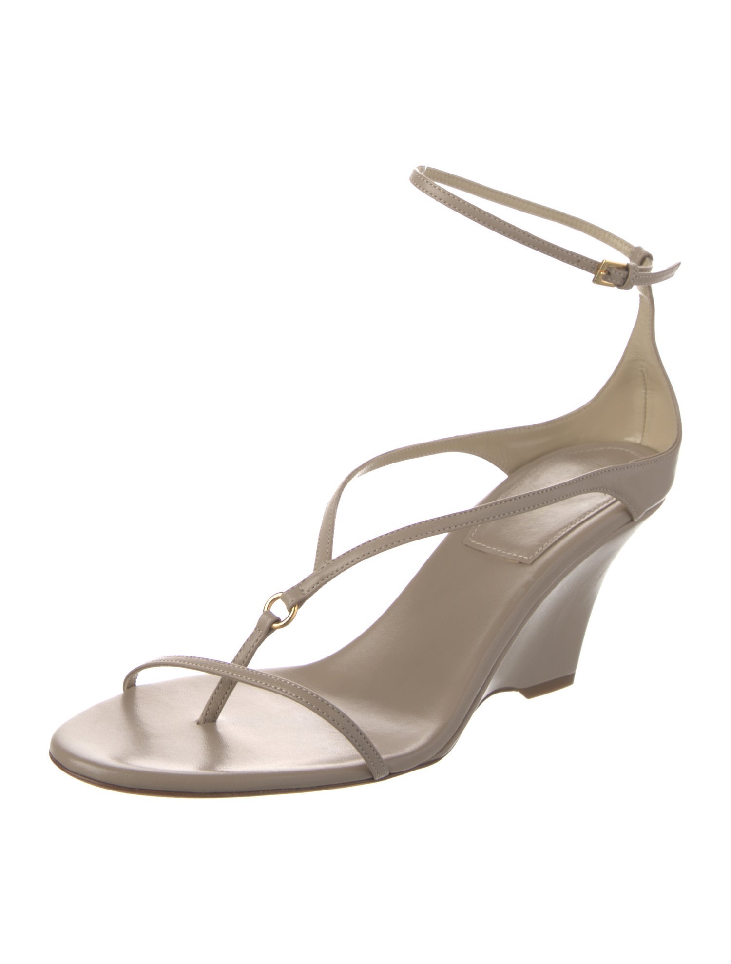Khaite Leather T-Strap Sandals