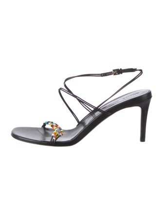 Khaite Leather Beaded Accents Slingback Sandals