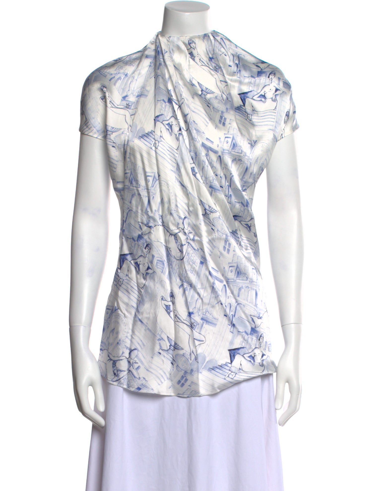 Khaite Printed Cowl Neck Blouse w/ Tags