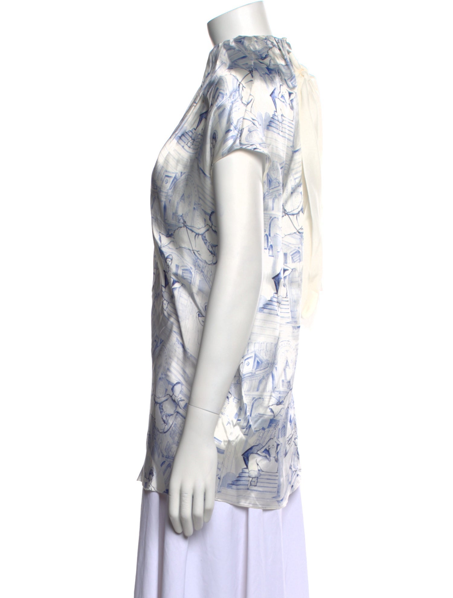 Khaite Printed Cowl Neck Blouse w/ Tags