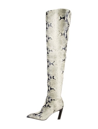 Khaite Embossed Leather Animal Print Boots