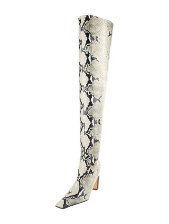 Khaite Embossed Leather Animal Print Boots