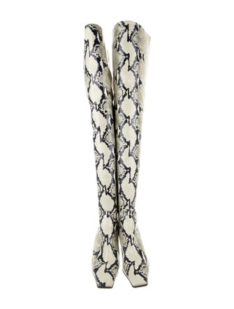 Khaite Embossed Leather Animal Print Boots