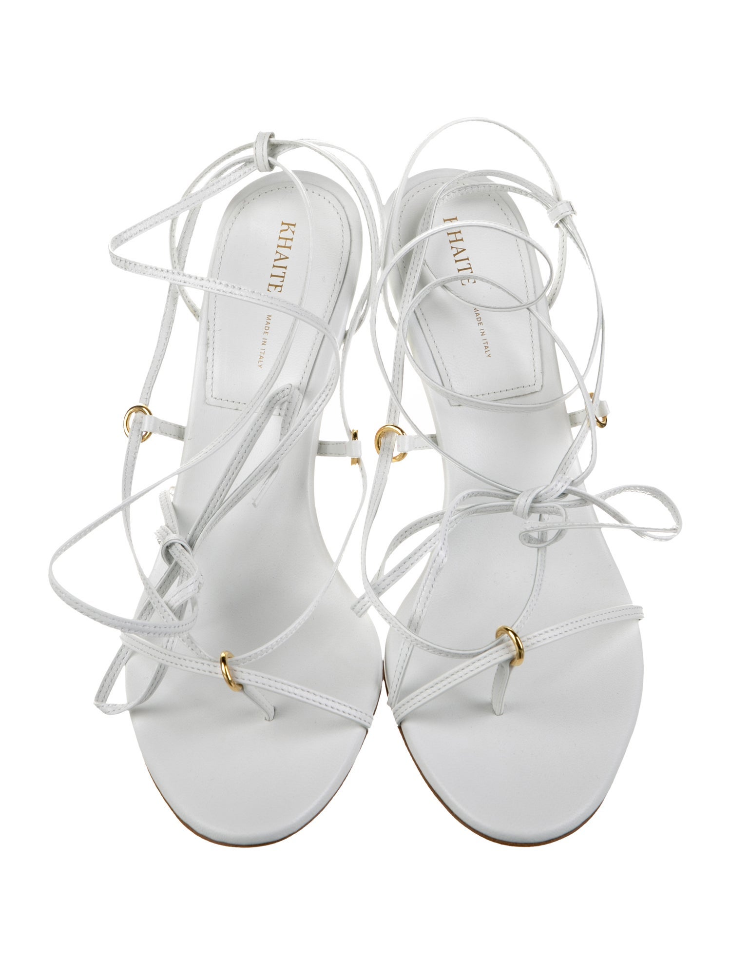 Khaite Leather Floral Print Sandals - White Sandals, Shoes