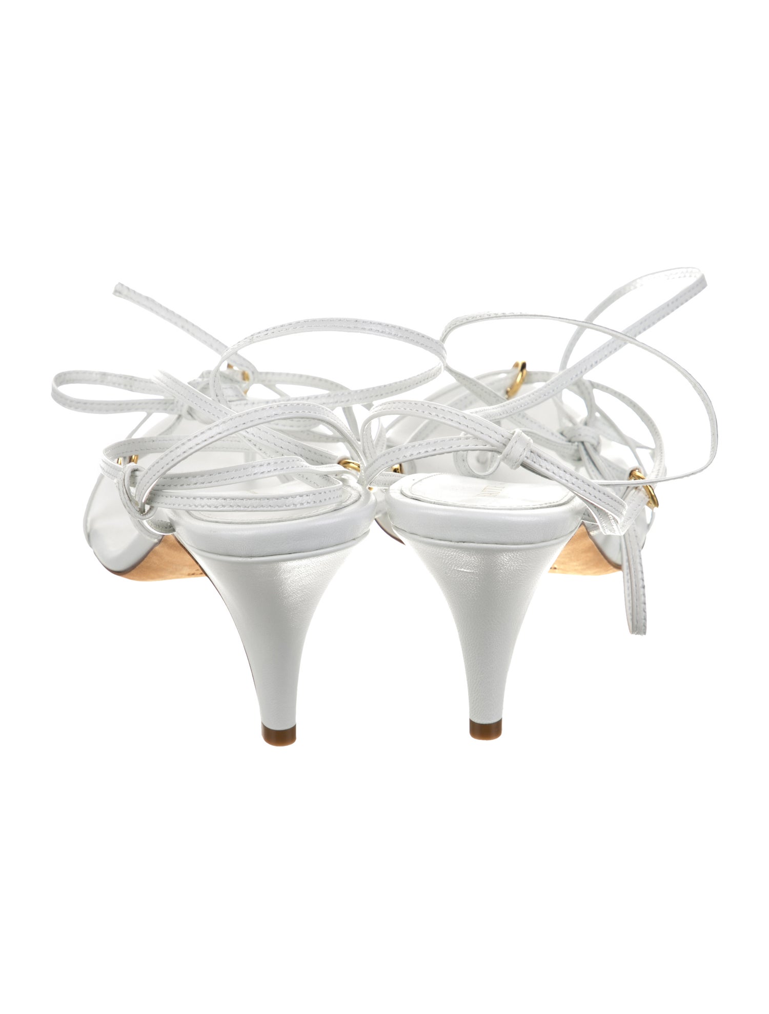 Khaite Leather Floral Print Sandals - White Sandals, Shoes