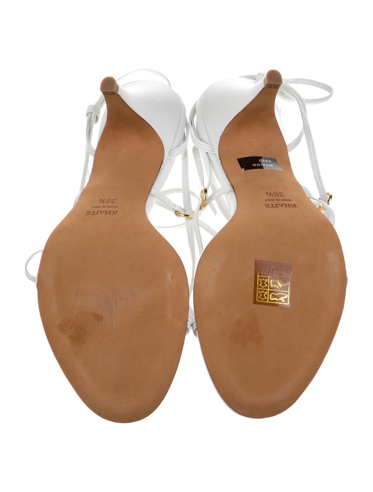 Khaite Leather Floral Print Sandals - White Sandals, Shoes