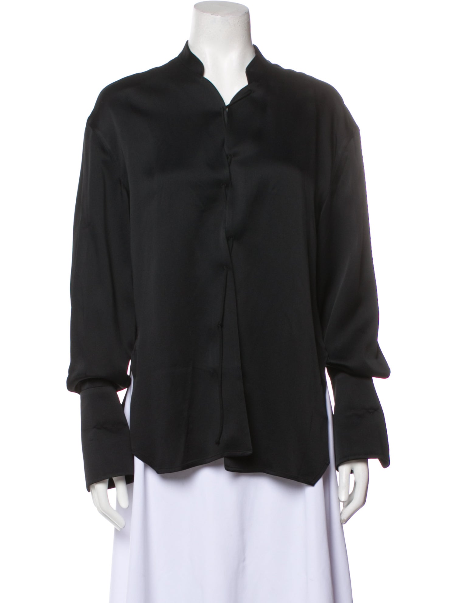 Khaite V-Neck Long Sleeve Button-Up Top