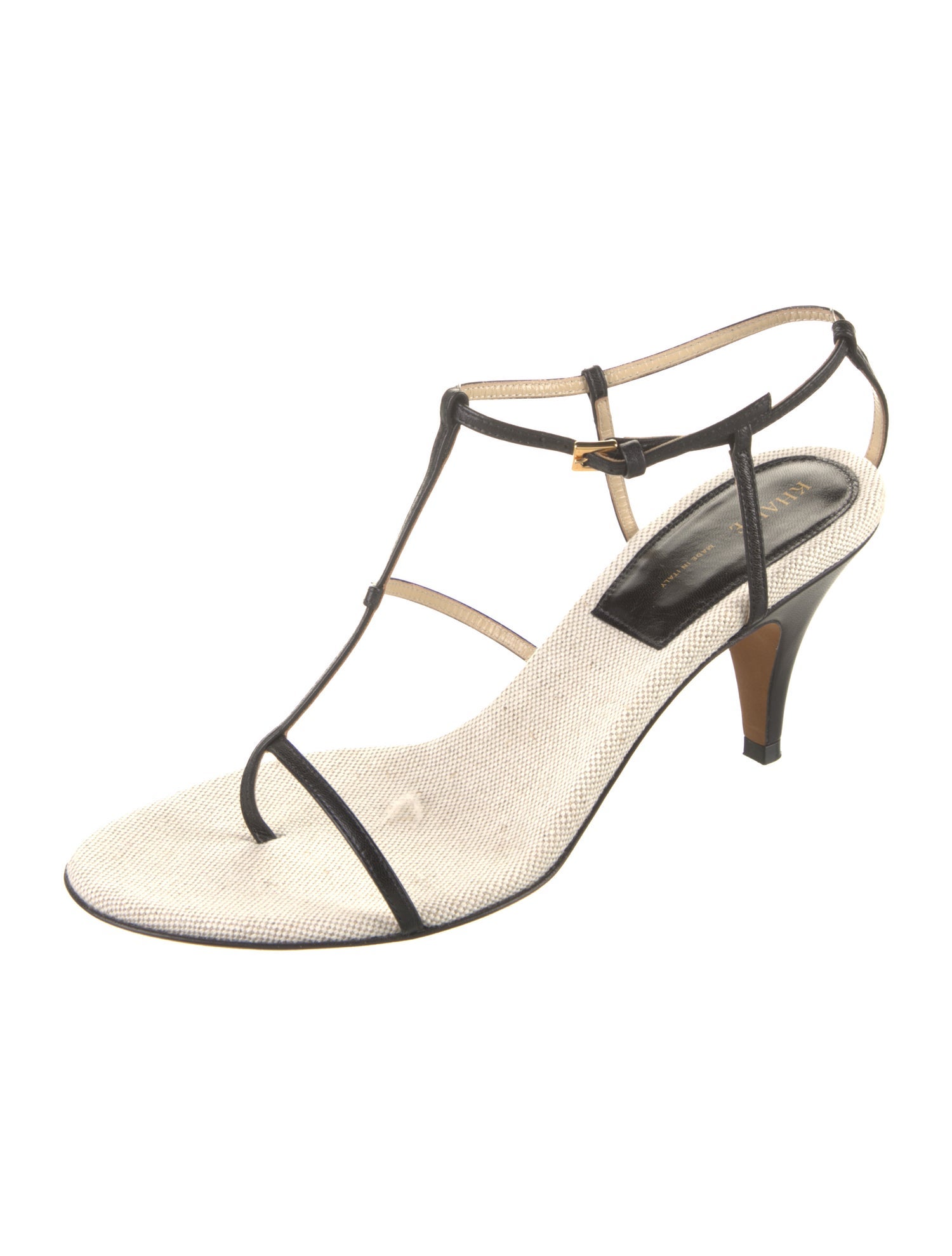 Khaite Leather T-Strap Sandals