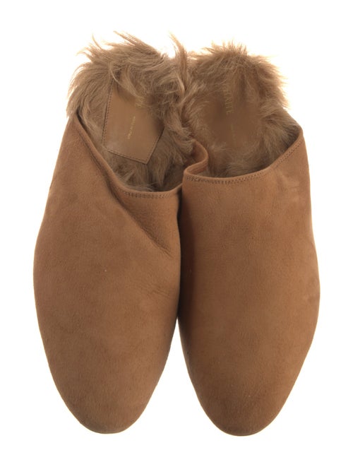 Khaite Suede Fur Trim Mules