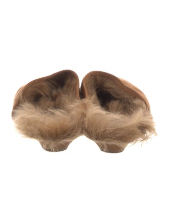 Khaite Suede Fur Trim Mules