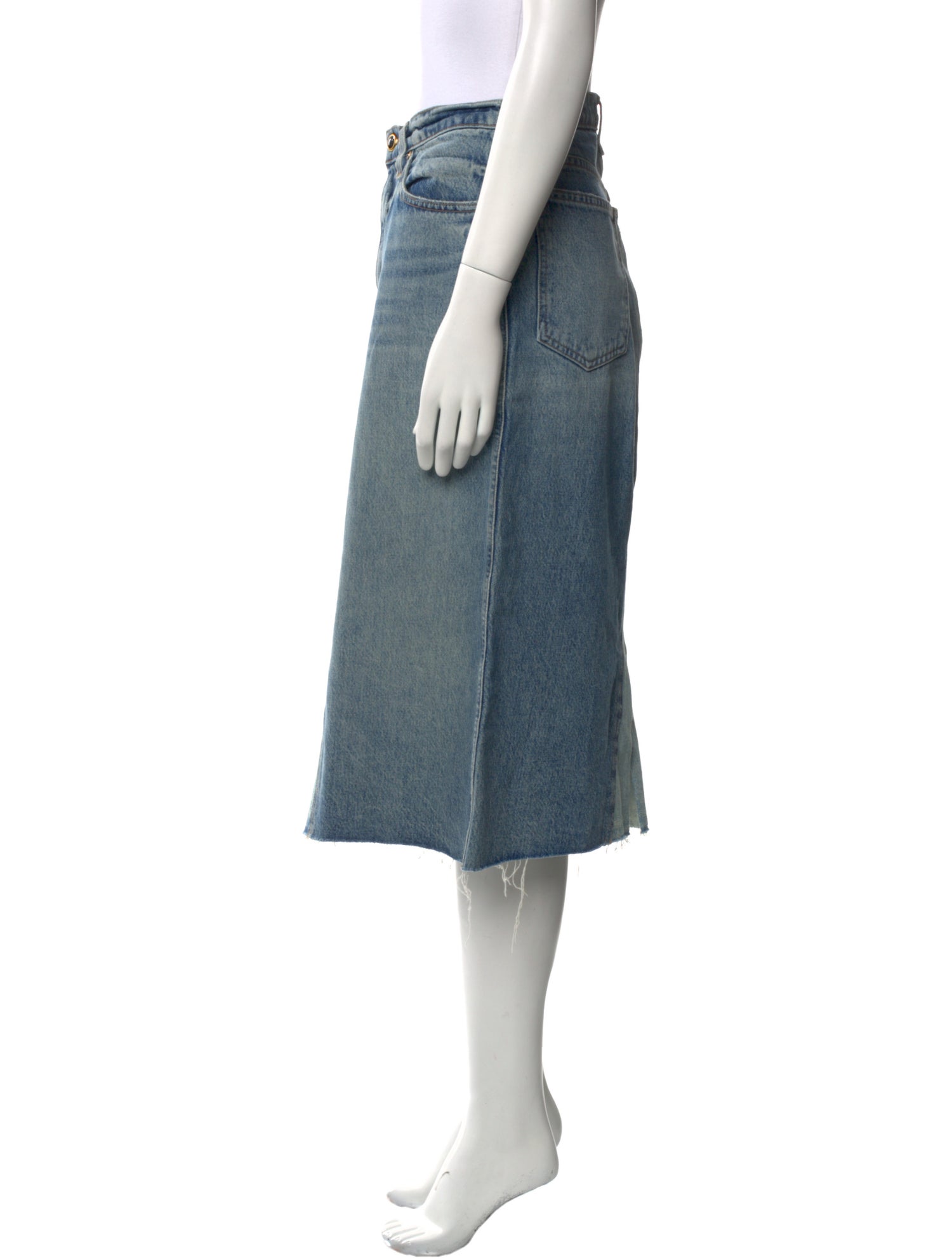 Khaite Distressed Accents Knee-Length Skirt