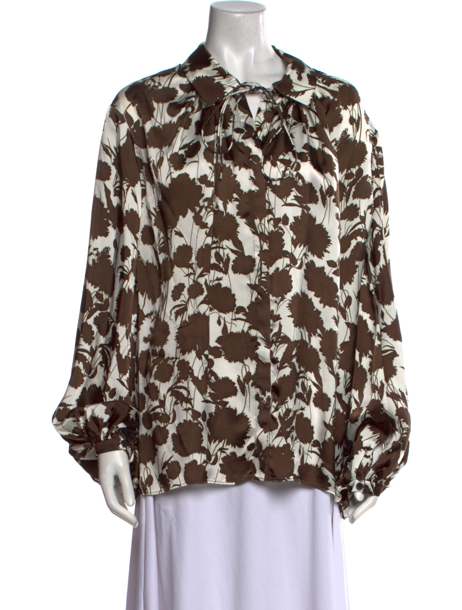Khaite Printed Long Sleeve Button-Up Top