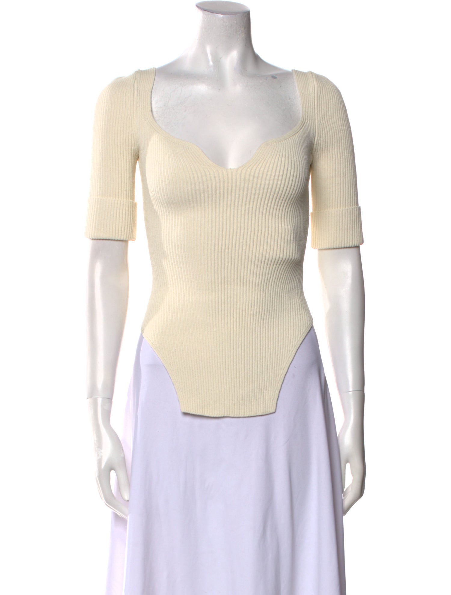 Khaite V-Neck Short Sleeve Bodysuit