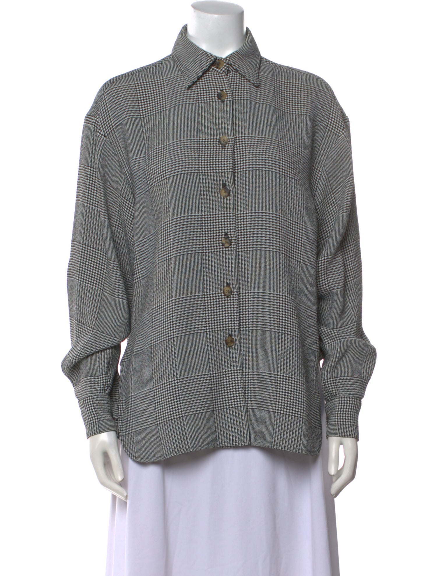 Khaite Plaid Print Long Sleeve Shirt