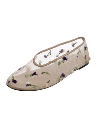 Khaite Mesh Floral Print Ballet Flats