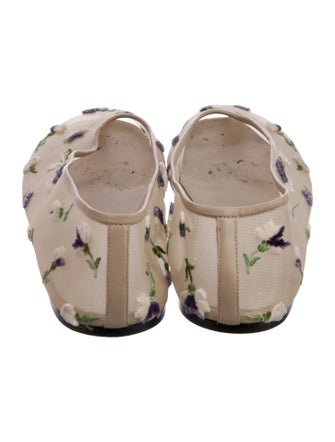 Khaite Mesh Floral Print Ballet Flats