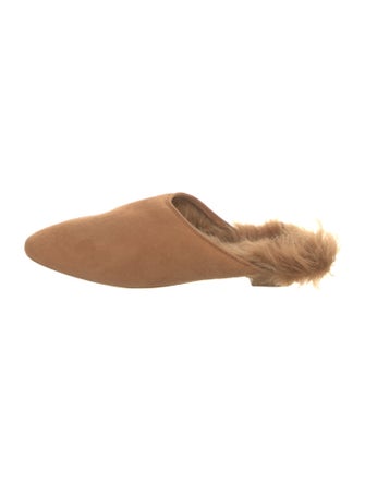 Khaite Suede Faux Fur Trim Mules