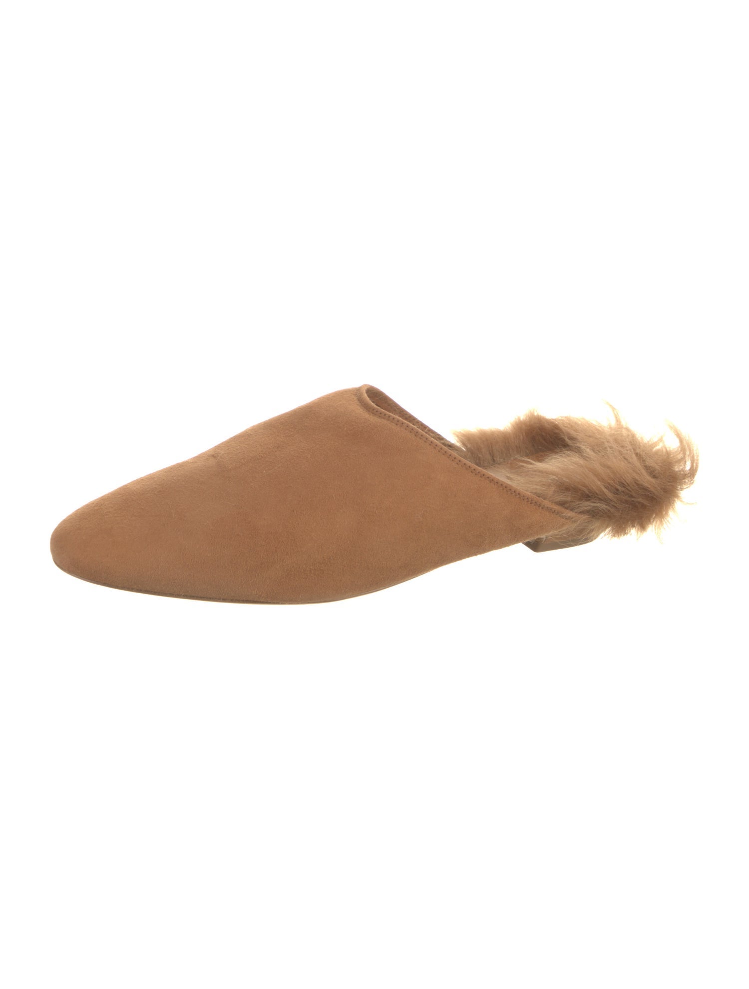 Khaite Suede Faux Fur Trim Mules