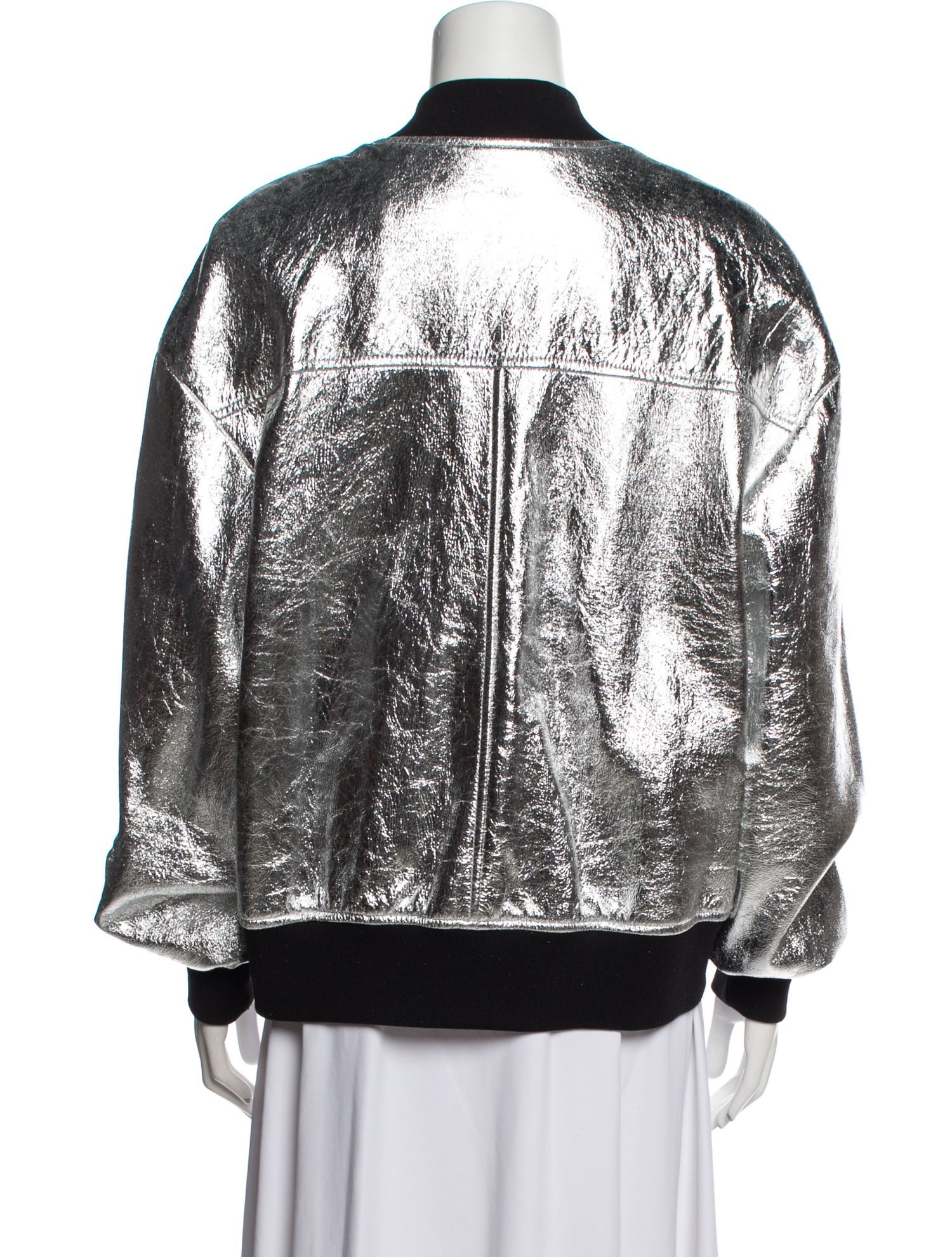 Khaite Leather Colorblock Pattern Bomber Jacket