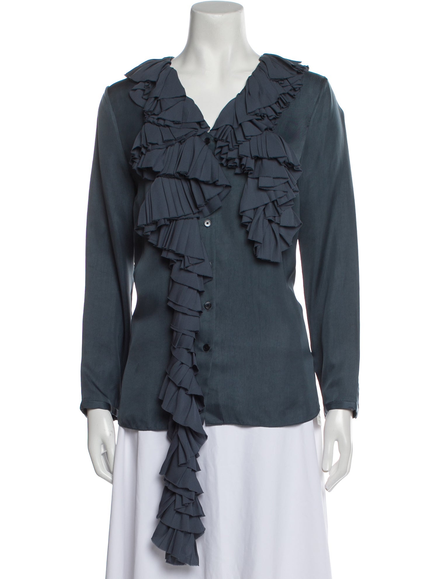 Khaite V-Neck Long Sleeve Blouse