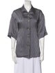 Khaite Striped Short Sleeve Button-Up Top