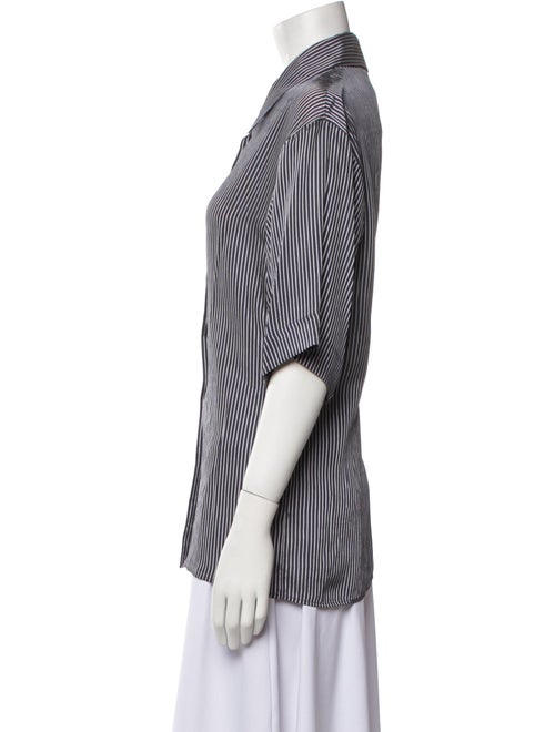 Khaite Striped Short Sleeve Button-Up Top