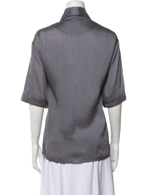 Khaite Striped Short Sleeve Button-Up Top