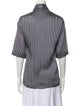 Khaite Striped Short Sleeve Button-Up Top
