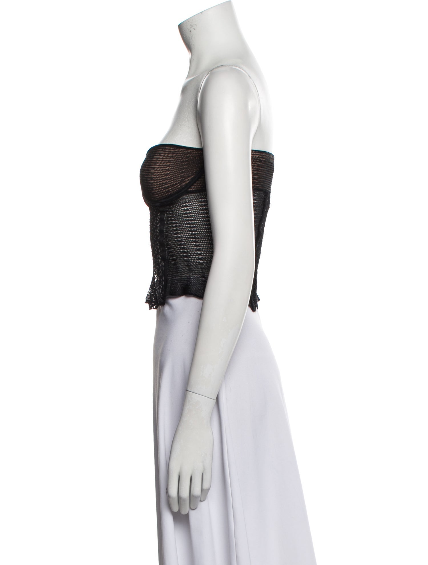 Khaite Lace Pattern Strapless Crop Top