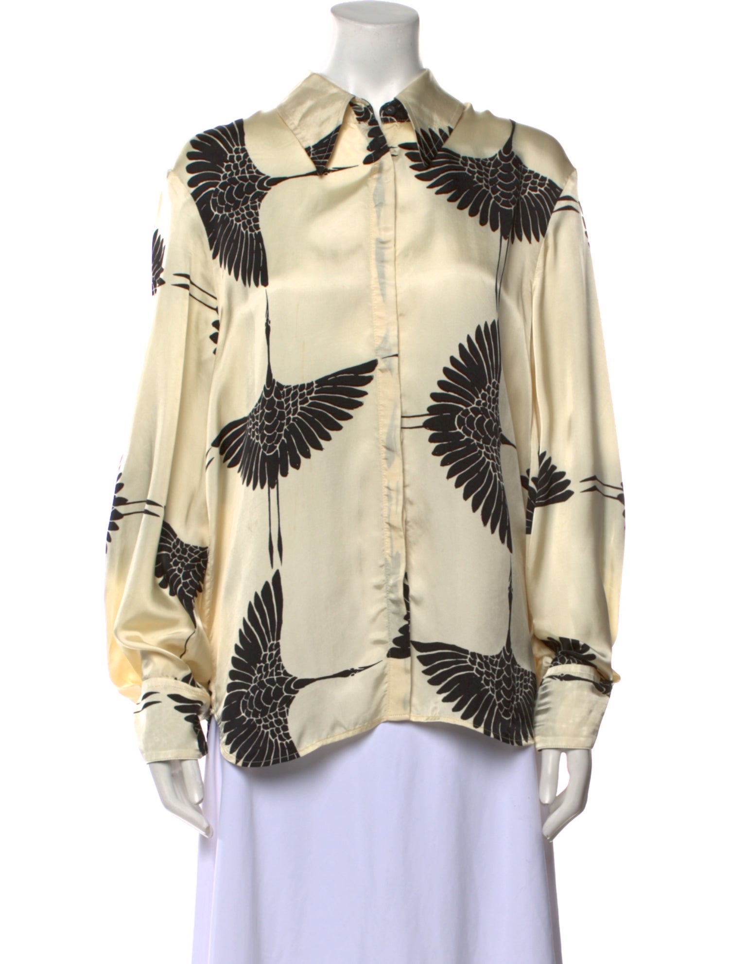 Khaite Printed Long Sleeve Button-Up Top