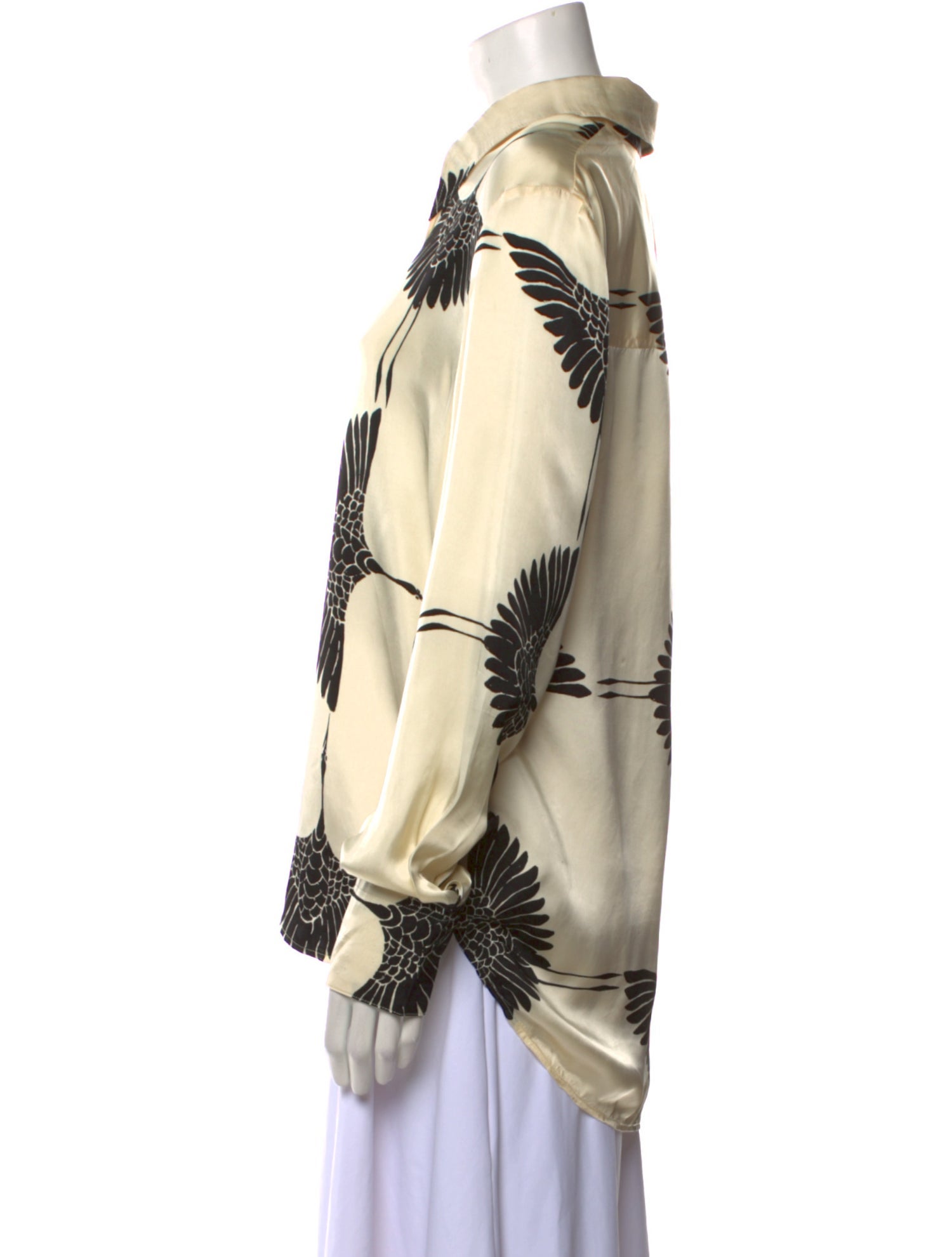 Khaite Printed Long Sleeve Button-Up Top