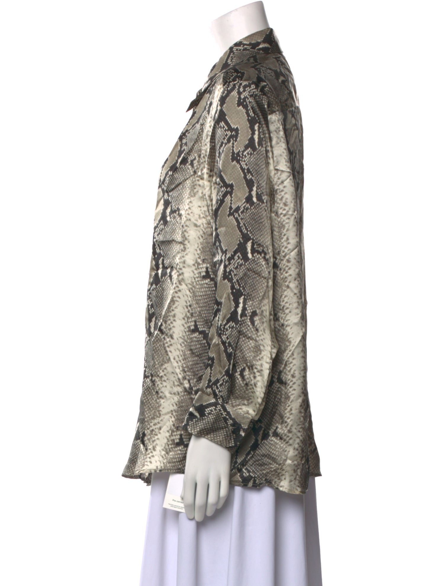 Khaite Animal Print Long Sleeve Button-Up Top