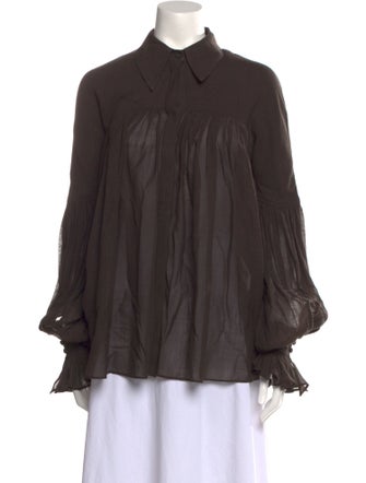 Khaite Virgin Wool Long Sleeve Button-Up Top