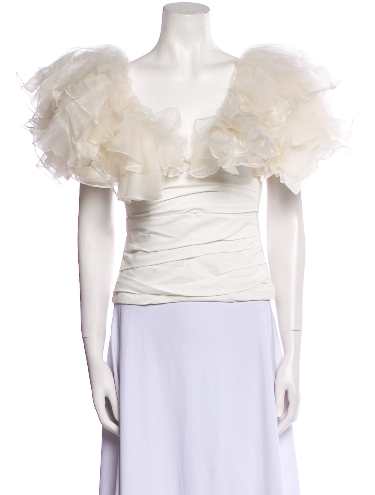 Khaite Square Neckline Short Sleeve Crop Top