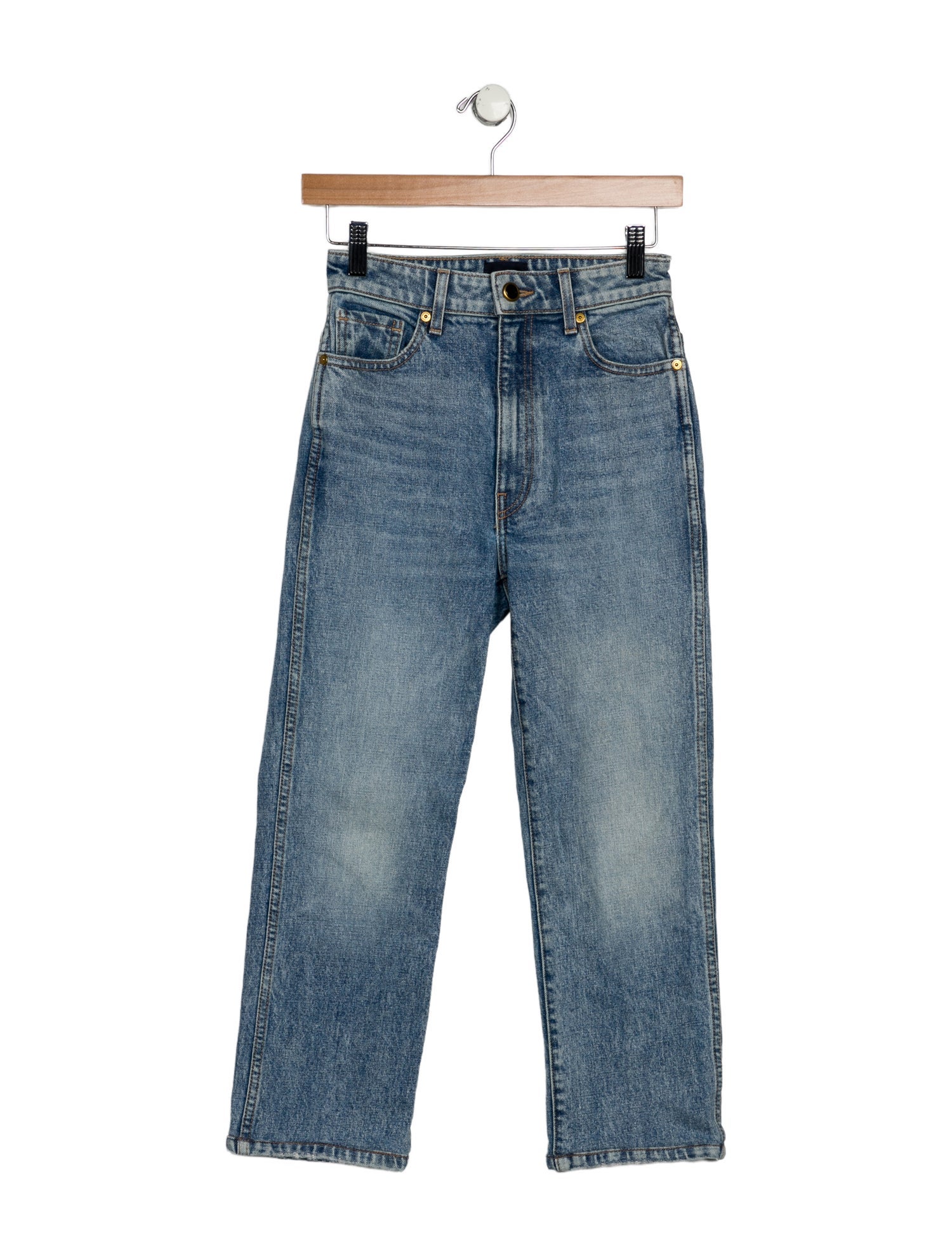 Khaite Mid-Rise Straight Leg Jeans