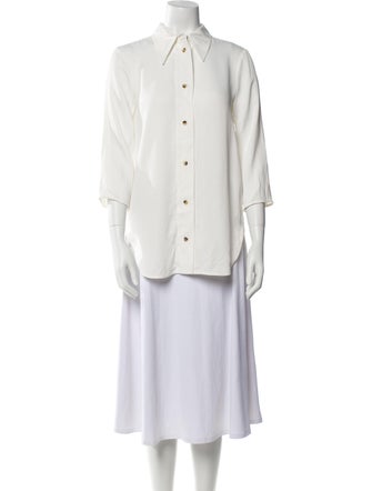 Khaite Three-Quarter Sleeve Button-Up Top