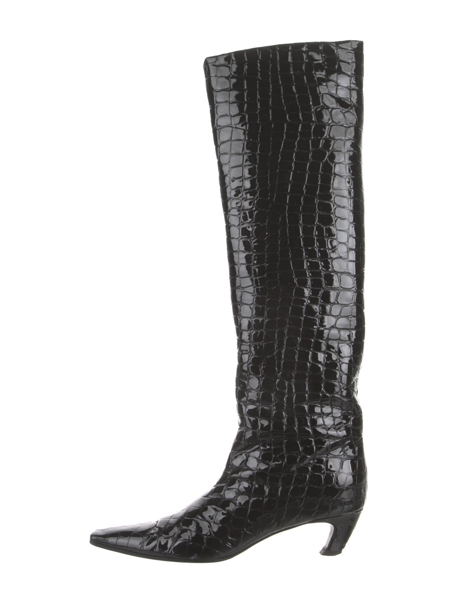 Khaite Patent Leather Animal Print Boots