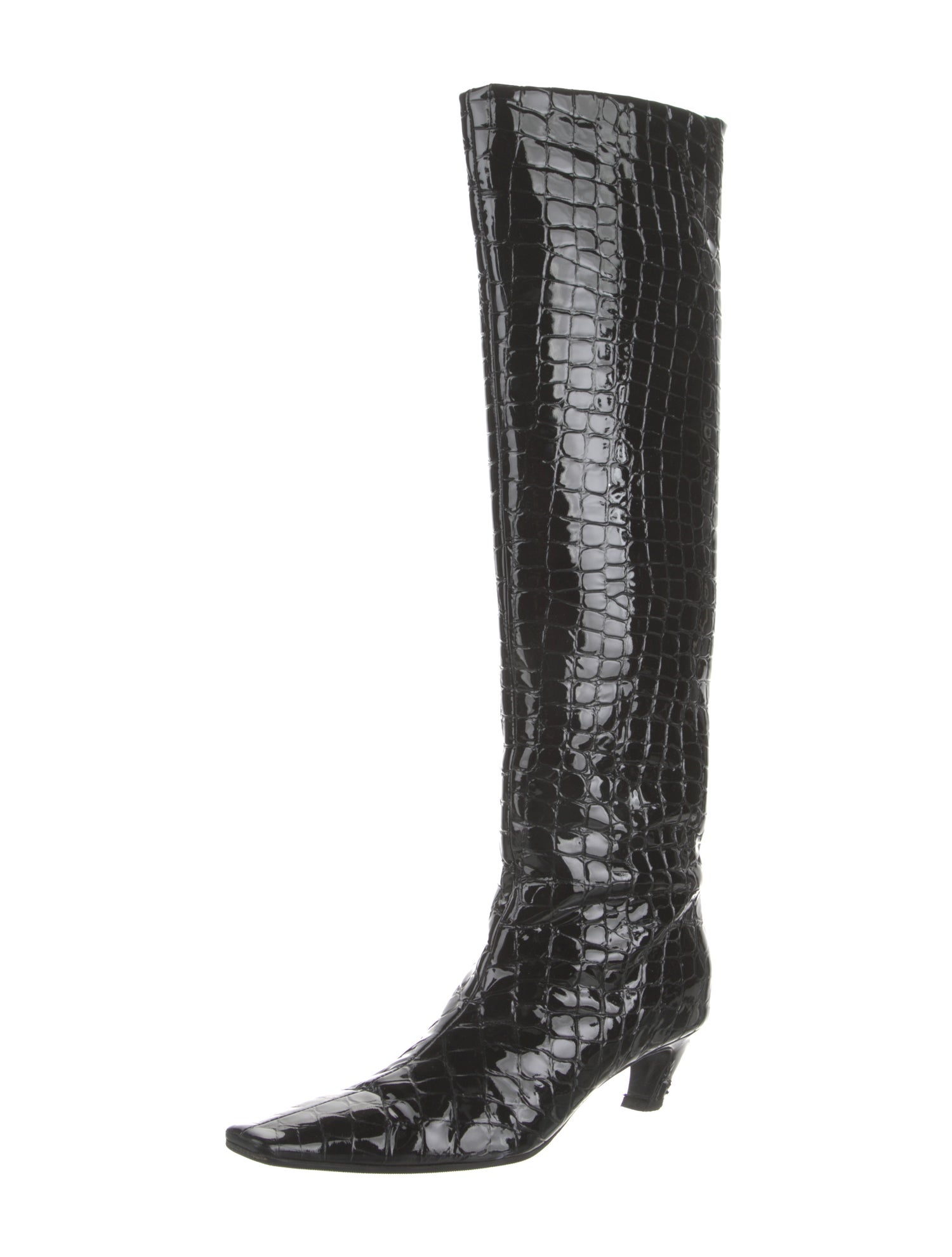 Khaite Patent Leather Animal Print Boots