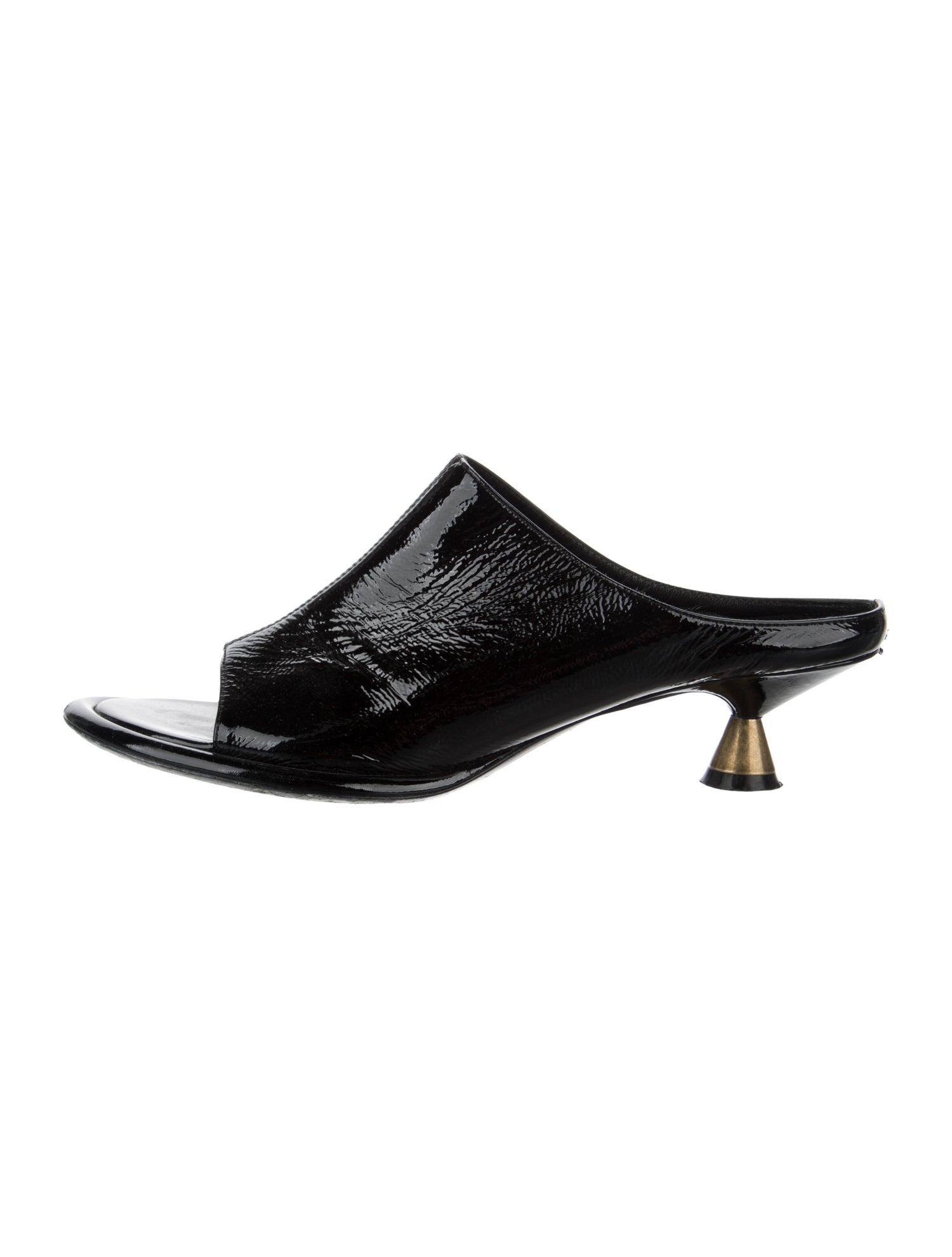 靴 KHAITE ia Patent Leather Sandals Khaite Georgia Patent Leather Slides - Black Sandals, Shoes