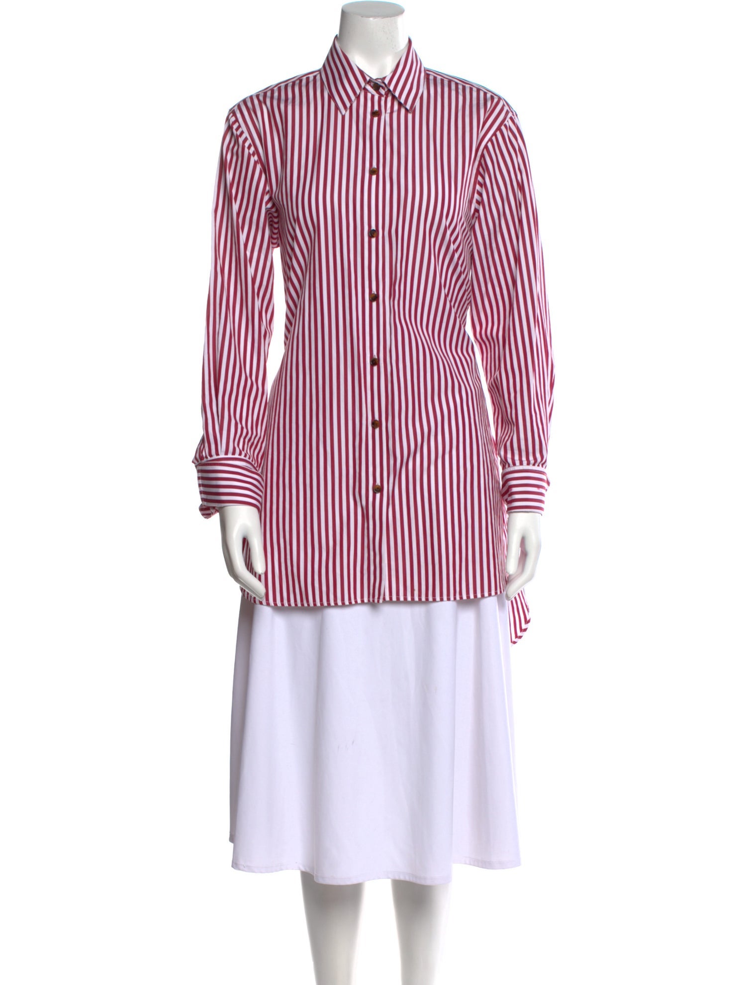 Khaite Striped Long Sleeve Button-Up Top