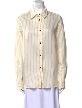 Khaite Virgin Wool Striped Button-Up Top