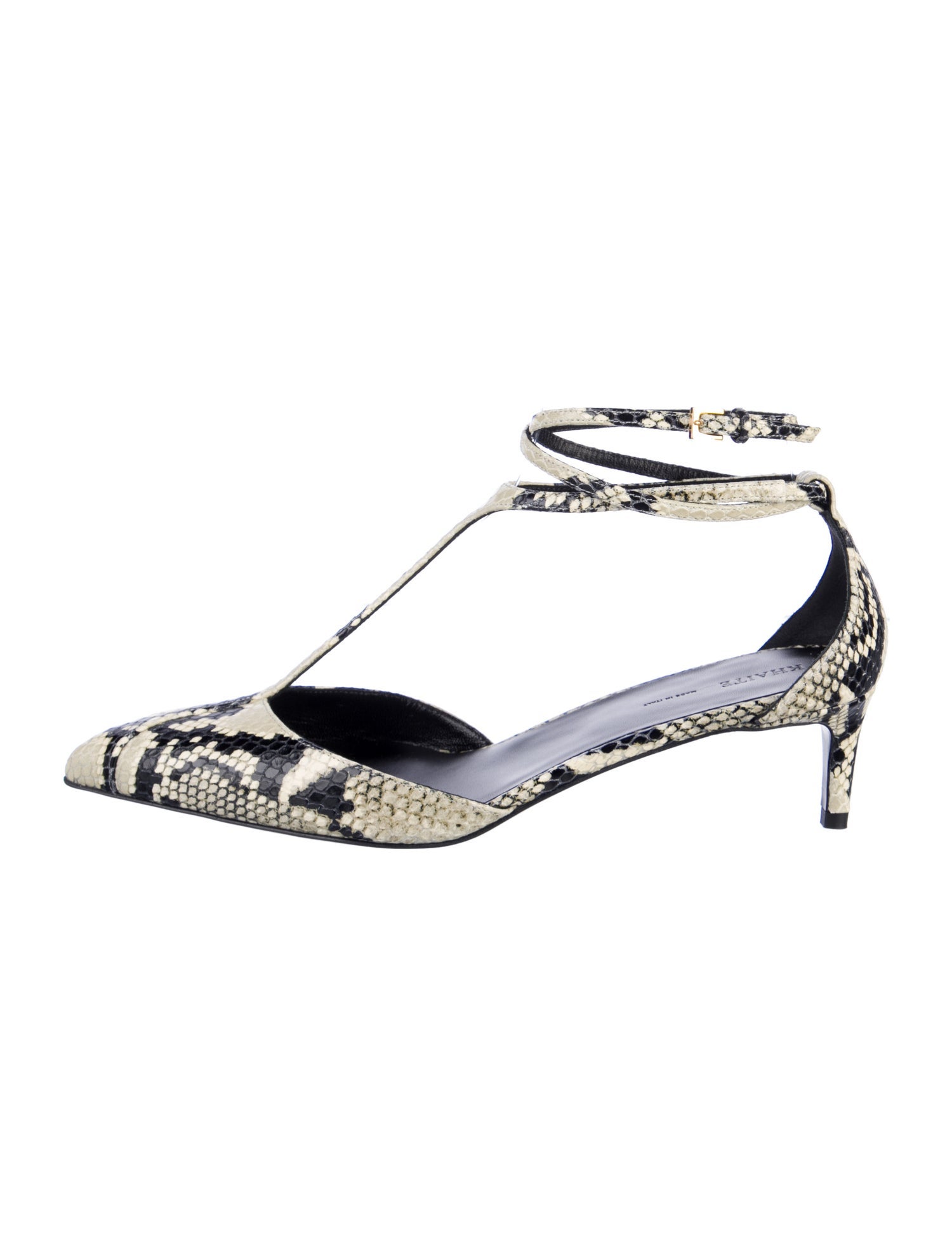 Khaite Leather Animal Print T-Strap Pumps
